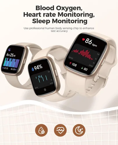 Miniatura 2 de SOUYIE Relojes inteligentes para mujer, IP68 impermeable, Alexa integrado, pantalla personalizable HD de 1.83 pulgadas, frecuencia cardíaca, oxígeno