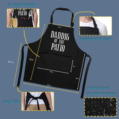 Miniatura 3 de Miracu Delantal de Parrilla para Papá, Papá del Patio, Regalos para Papá de Hija e Hijo - Divertidos Regalos de Navidad para Padres, Regalos