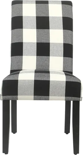 Miniatura 52 de Homepop Silla de comedor con detalles festoneados, sillas de comedor Parsons tapizadas, muebles decorativos para el hogar, tejido gris claro