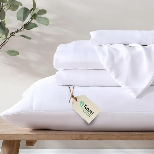 Juego de sábanas de 100% eucalipto Tencel Lyocell, sedosas, suaves y lisas para todas las estaciones, fabricadas de forma sostenible, absorben la