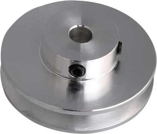 Miniatura 11 de 1.2x0.6x0.3 in aleación de aluminio de plata 0.3 in fijo sola rueda de polea en forma de V de orificio único para eje de motor 0.1-0.2 in PU correa