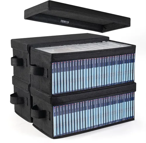 Miniatura 16 de UENTIP Cajas de almacenamiento para CD, paquete de 2 cajas de almacenamiento para DVD y CD con capacidad para 30 CD en estuches jewel completos, 60