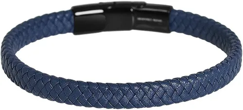 Miniatura 7 de Geoffrey Beene - Pulsera trenzada de cuero auténtico para hombre, con cierre de acero inoxidable