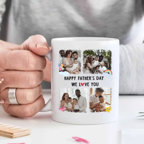 Miniatura 5 de Taza de café de cerámica personalizada para papá, taza de té blanca para feliz cumpleaños, taza de café para papá, taza de viaje con texto/foto
