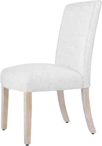 Miniatura 5 de Homepop Silla de comedor con detalle festoneado, sillas de comedor Parsons tapizadas, muebles decorativos para el hogar, tejido texturizado crema