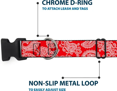 Miniatura 5 de Buckle-Down Collar de clip de plástico rojo y blanco Paisley de 9-15 pulgadas, pequeño