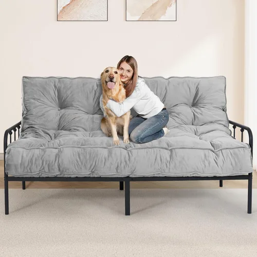 Miniatura 8 de Colchón futón de 8 pulgadas, tamaño Queen, 60 x 80 pulgadas, sofá cama de futón grueso para adultos, colchón futón de terciopelo relleno de espuma