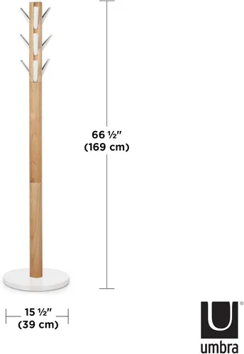 Miniatura 3 de Umbra Perchero Flapper, Colgador de Ropa, Soporte para Paraguas y Organizador de Sombreros, Ideal para Entrada, Blanco Natural