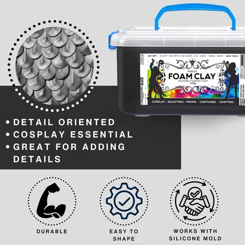 Miniatura 3 de Pixiss Arcilla de espuma para modelar en blanco y negro – Espuma de espuma de alta calidad seca al aire para cosplay para disfraces, arcilla