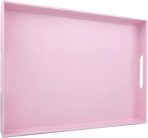 Miniatura 22 de Bandeja azul para mesa de café, bandeja decorativa rectangular de plástico con asas para entretenimiento, patio al aire libre, sala de estar