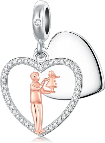 Miniatura 113 de PROESS Dije para padre, madre e hija, pulsera de plata de ley para pulseras, regalos de cumpleaños, día de San Valentín, para hija, madre, amante