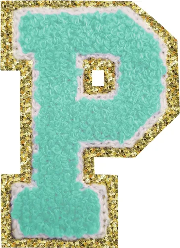 Miniatura 32 de Parches de letras termo-adhesivas de felpilla para chaquetas, parches de letras universitarias con brillantina para planchar en la letra azul A
