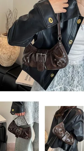 Miniatura 5 de Y2k - Monederos para mujer, pequeños bolsos de hombro Hobo, bolso gótico punk, bolso de mano moderno para axilas
