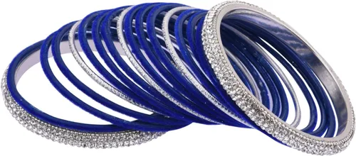 Miniatura 6 de Efulgenz Indian Wedding Bangles Set Crystal CZ Rhinestone Velvet Bridal Bangle Set Bracelet Fashion Jewelry For Women
