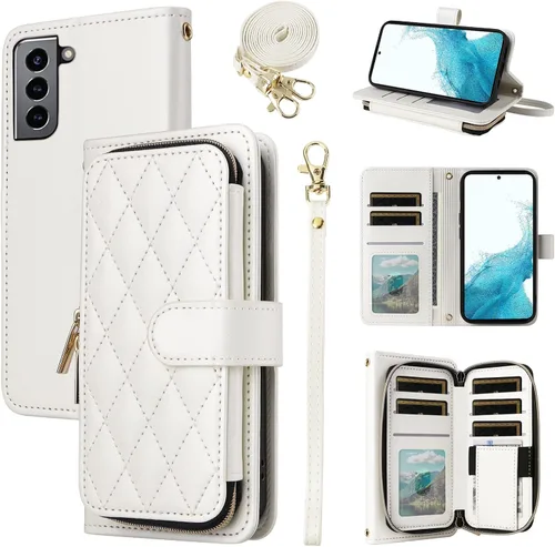Miniatura 12 de Funda de Cartera para Samsung Galaxy S20 FE 5G de 6.5 Pulgadas con Correa para Muñeca, Billetera con Cremallera y más de 9 Ranuras para Tarjetas