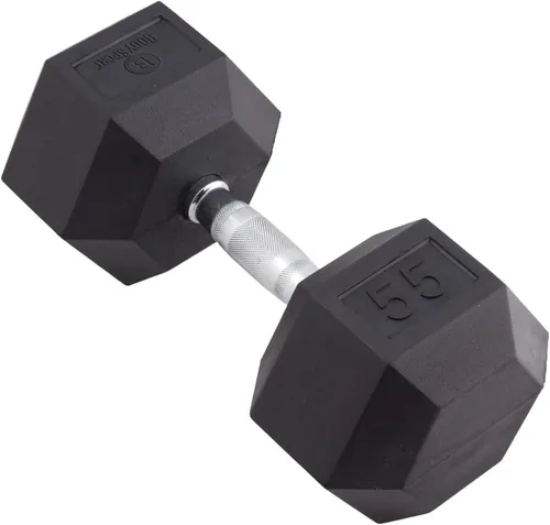 Miniatura 15 de Body Sport Mancuerna hexagonal con revestimiento de goma, individual – Mancuernas para ejercicios – Equipo de entrenamiento de fuerza – Accesorios