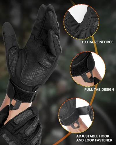 Miniatura 5 de KUMGIM Guantes tácticos para hombres y mujeres, guantes de motocicleta negros para pantalla táctil con carcasa dura para Airsoft, paintball