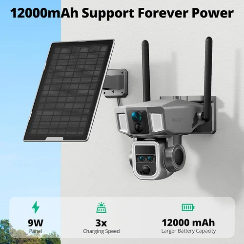 Miniatura 3 de Cámara de seguridad celular 4G LTE para exteriores, cámara solar inalámbrica de 10x zoom óptico 4K, 12000mAh, sin WiFi o modo WiFi 2, cámara