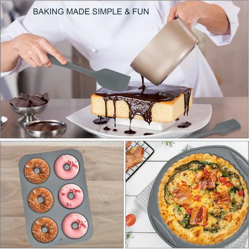 Miniatura 5 de Moldes de silicona antiadherente 9 en 1 para hornear pasteles Bundt, bandeja para galletas, moldes, bandeja resistente al calor, kit de herramientas