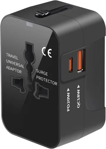 Miniatura 9 de Adaptador de viaje, VCOO Universal todo en uno Todo el Mundo Viaje Adaptador de alimentación, Negro
