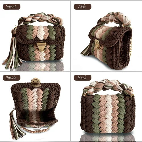 Miniatura 2 de CHQEL Bolso de mano de noche para mujer, hecho a mano, bolso de fiesta de boda de ganchillo, pequeño bolso de mano formal con solapa