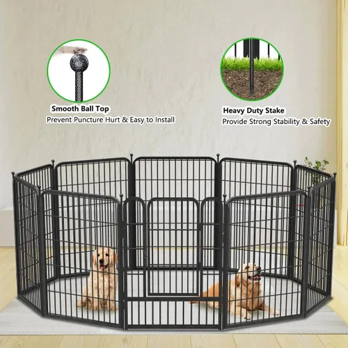 Miniatura 8 de Valla de Jardín con Puerta Cercado de Metal para Patio, 32 pulgadas x 23 pies 10 Paneles de Valla Sin Excavación Paneles de Valla Temporal