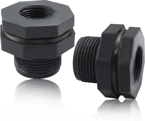 Miniatura 7 de 1 paquete de 1-1/2 pulgadas, conector de PVC para mamparo, adaptador de conector de tanque de mamparo para barriles de lluvia, tanque de agua