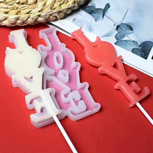 Miniatura 5 de mostsom Moldes de silicona Love para piruletas de chocolate y dulces, molde para fondant de azúcar, paletas, galletas, utensilios para hornear, sin