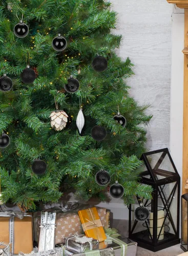 Miniatura 7 de Adornos de bolas de Navidad negras de 2.36 pulgadas, 25 piezas inastillables, set de adornos de Navidad, bolas de Halloween, adorno negro para árbol