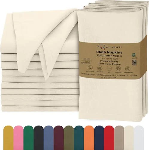 Miniatura 45 de Ruvanti - Servilletas de tela, paquete de 6, 45x45 centímetros, 100% algodón, lavables, suaves y absorbentes, perfectas para bodas, cenas de Belleza