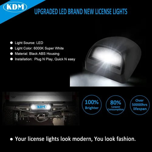 Miniatura 2 de KDM Conector Socket de Luz LED para Placa de Matrícula Arnés de Receptáculo de Cableado Ensamblaje Compatible con Chevy Silverado Sierra Avalanche