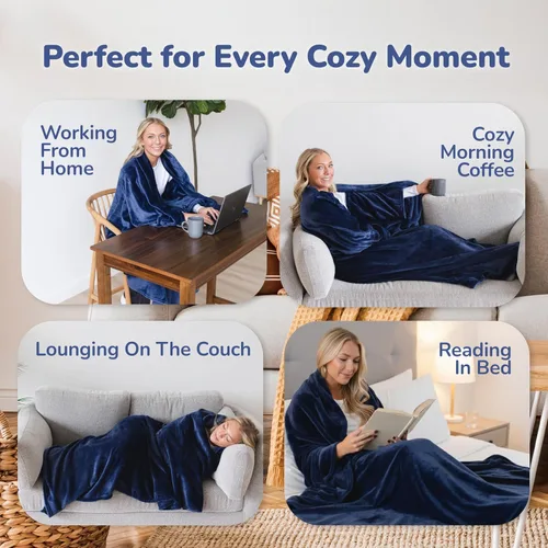 Miniatura 3 de Super Blanky Wearable Blankets for Women and Men, Graduation Day Gift for Her, Fathers Day Gift, Wife Birthday Gifts Ideas Azul Aurora