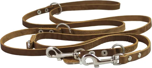Miniatura 3 de Correa de perro de cuero multifuncional europea de 6 vías, correa ajustable Schutzhund de 49"-94" de largo, 3/8" de ancho (0.394 in) Cachorros