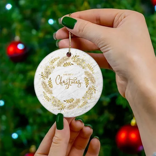 Miniatura 4 de Adornos de recuerdo de Navidad, adornos de cerámica de mármol de Navidad, adornos de regalo de mármol natural, adornos colgantes para árbol