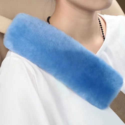 Miniatura 13 de Funda para cinturón de seguridad de automóvil de lana de oveja genuina suave, 2 piezas, almohadilla para hombro del cinturón de seguridad para una