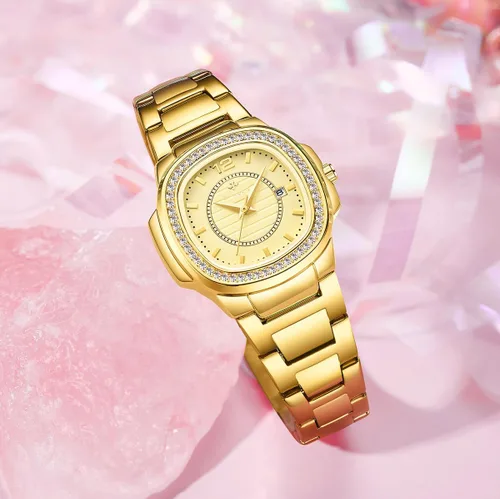 Miniatura 3 de Relojes de mujer moda esfera cuadrada acero inoxidable impermeable fecha diamante señoras vestido relojes de pulsera