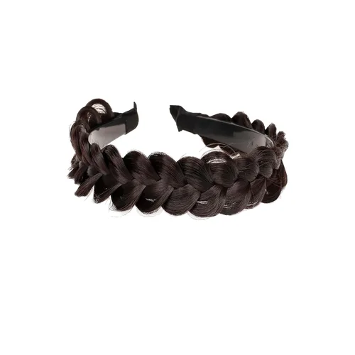 Miniatura 3 de Diadema trenzada de pelo sintético, aro de pelo clásico, grueso, ancho, trenzado, peluca de trenzas esponjosas, accesorio de belleza para mujeres