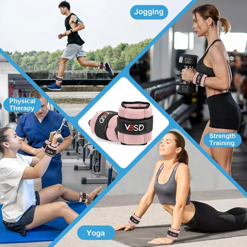 Miniatura 7 de VBSD Pesas de tobillo ajustables para hombres y mujeres, 2, 4, 6, 8, 10 libras, 1 par de correas de peso para piernas, juego de pesas de tobillo