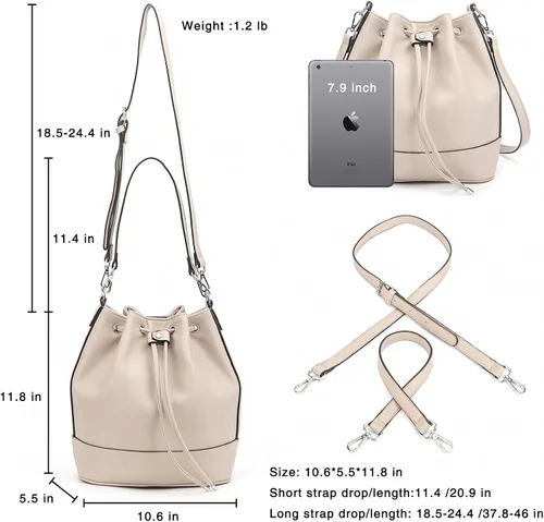 Miniatura 4 de AFKOMST Bolsos y monederos para mujer con cordón y bolsos de hombro con 2 correas desmontables
