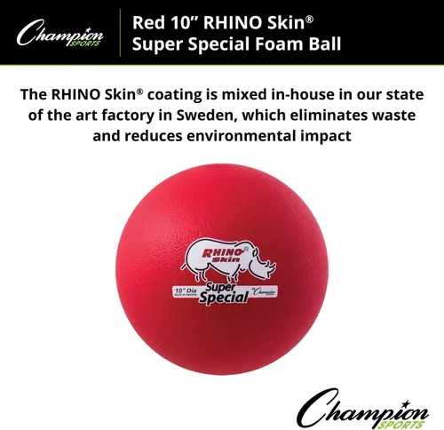 Miniatura 5 de Champion Sports Pelota de piel de rinoceronte súper especial, color rojo, 10 pulgadas