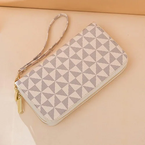 Miniatura 11 de Veki Billetera para mujer con doble cremallera y correa para la muñeca, monedero de cuero para tarjetas de crédito para mujeres y hombres, Negro A