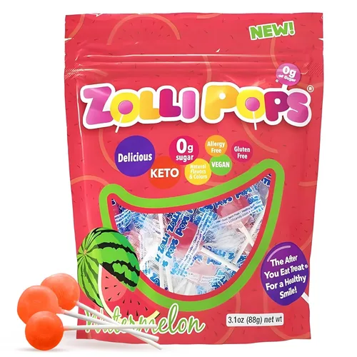 Miniatura 18 de Zollipops Caramelo y manzana verde, 10.4 onzas, sin azúcar, sin alergias, vegano, apto para dieta cetogénica y diabética, caramelo de dientes limpios