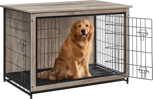 Miniatura 10 de Feandrea Muebles de jaula para perros, mesa auxiliar auxiliar de 38.6 pulgadas, moderna perrera para perros de interior de hasta 70 libras, jaula