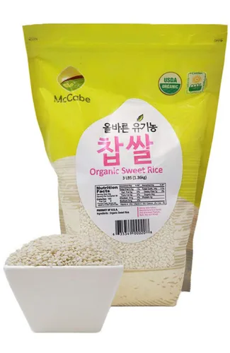 Miniatura 3 de McCabe Arroz dulce orgánico – Arroz pegajoso glutinoso Arroz orgánico sin gluten y sin OGM rico en fibras y minerales Certificado orgánico USDA
