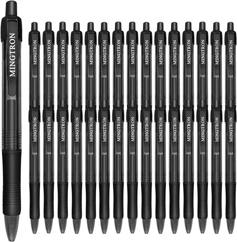 Paquete de 30 bolígrafos de gel de punta fina negra, sin manchas, retráctiles, 0.020 in, tinta negra