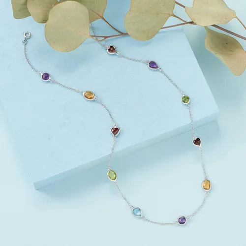 Miniatura 3 de Ross-Simons 7.85 ct. t.w. Multi-Gemstone Station Necklace in Sterling Silver