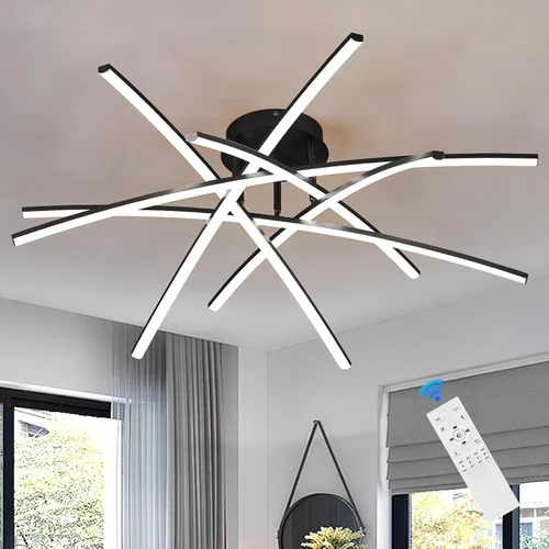 Miniatura 15 de Lámpara de Techo Semiempotrada, Candelabro LED Regulable de 32.8" Luminaria de Techo Moderna Regulable con Control Remoto de 6 Luces para Sala