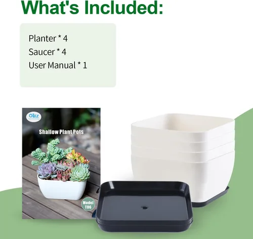 Miniatura 8 de Macetas para suculentas en forma de corazón poco profundas con orificio de drenaje, 4 paquetes de macetas de cactus para el hogar, oficina, jardín