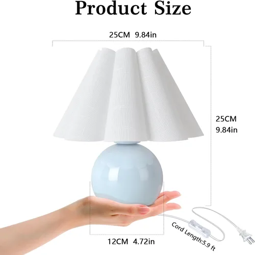 Miniatura 3 de Lámpara de mesa pequeña azul claro para mesita de noche del dormitorio, lindas lámparas de dormitorio para mesita de noche, lindas mini lámparas