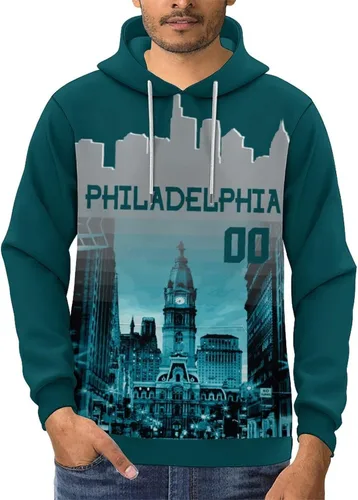 Miniatura 3 de Custom Football Hoodies City Night Skyline Personalized Sweatshirt Name Number Fan Gift Pullover for Men Women Youth